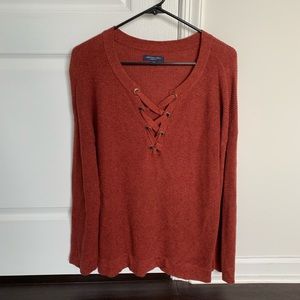 Burgundy-orange American Eagle long sleeve sweater